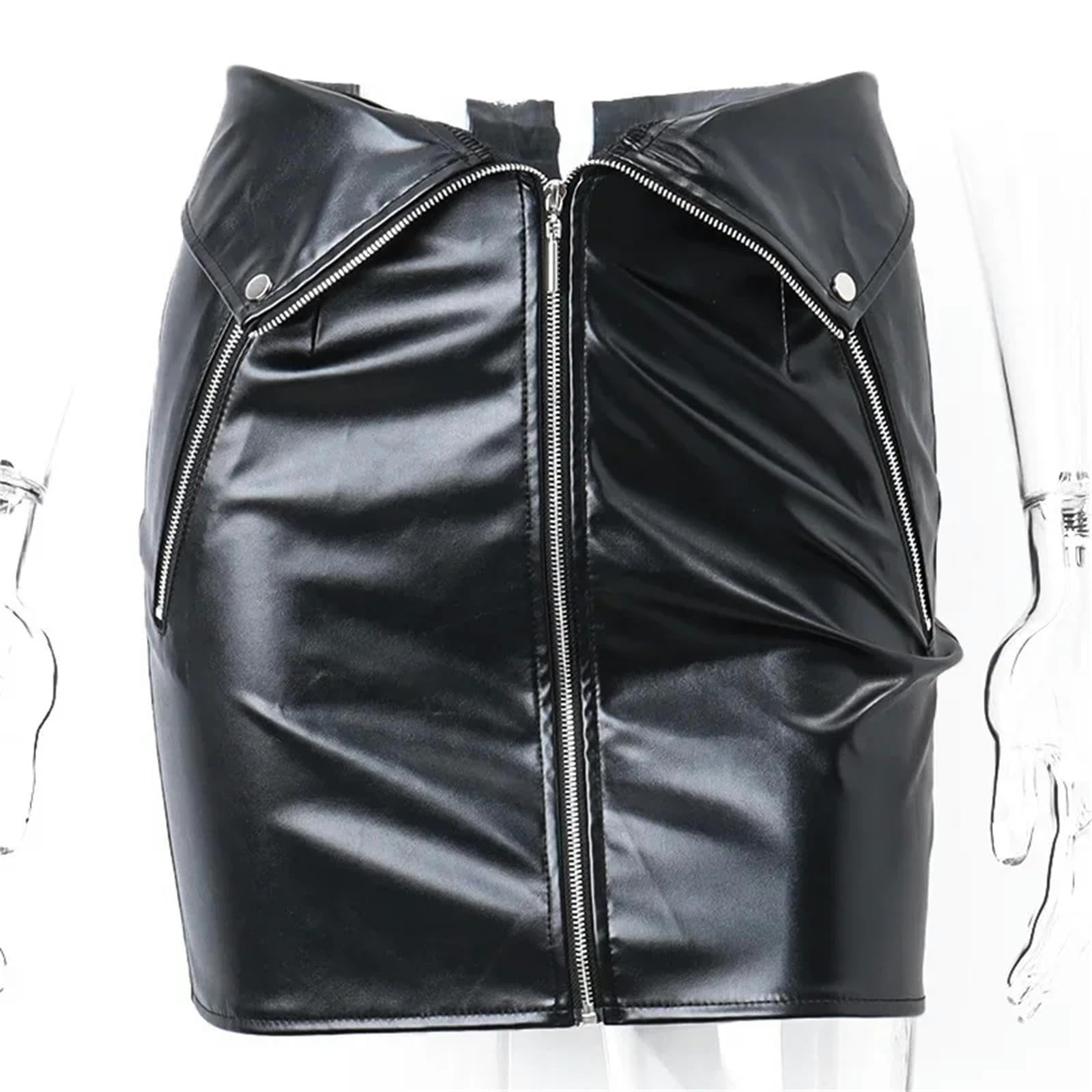 Gonna Lunga Donna Estate Gonna in Pelle Pu Scapa Nera Zit Up per Women Club Party Mini Gonna Femmina