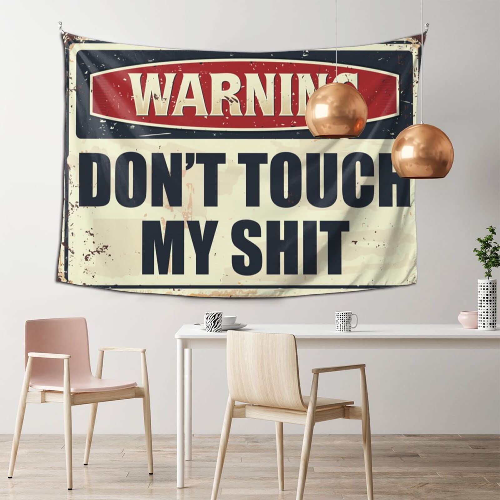 QGDC Stuff for Your Room Warning Don't Touch My Shit Tapestry Bar Stuff for Man Cave Man Cave Rules(75X100CM)