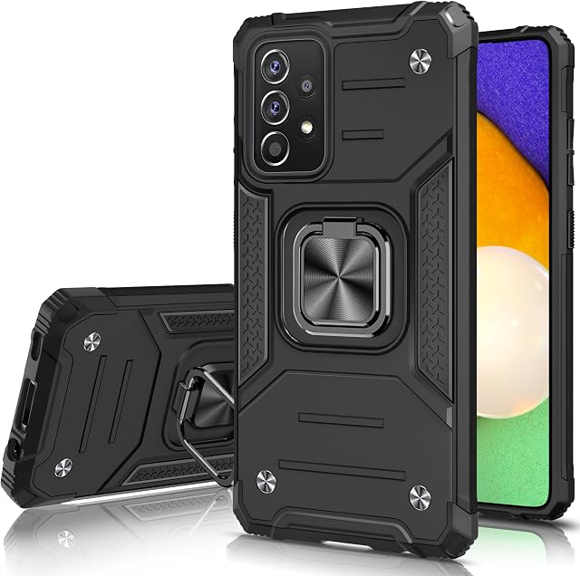 Honeyview ShockProof Case for Samsung Galaxy A52 A52s 4G 5G with Ring Kickstand, Bumper Armour Phone Cover for Samsung Galaxy A52 A52s 4G 5G - Black