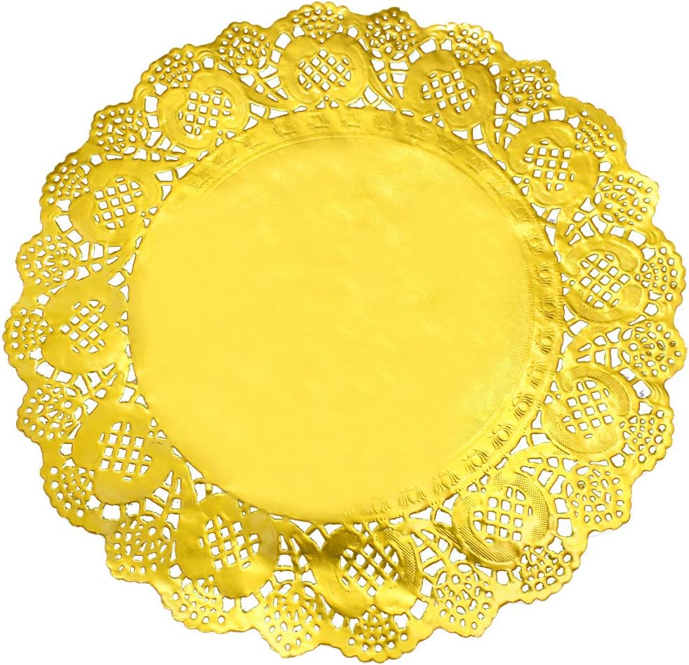 Paper Doilies Gold Foil Lace Doily Round Cake Placemats Crafting Coaster of Table Supplies Decoration Lace Placemats 100 Pcs (30.5 cm)