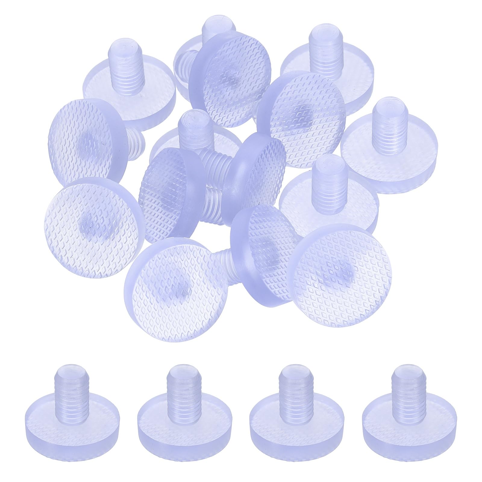 sourcing map 25Pcs Glass Table Top Bumpers with Stem, 34mm/1.34" Clear Anti-Slip Pads Rubber Grippers Table Spacers for Furniture 12mm/0.47" Hole