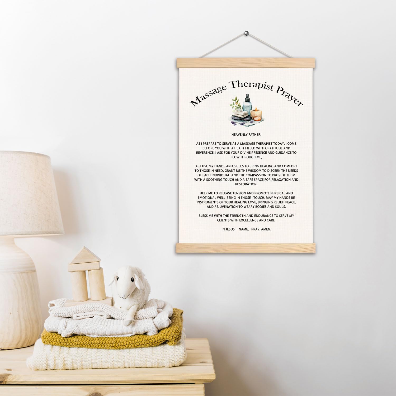 pouep Massage Therapistr Prayer Wooden Poster Hanger Frame 12.5x17 Inch,Appreciation Gift For Massage Therapistrs,Massage Therapistr Gifts,Massage Therapistr Gifts For Woman