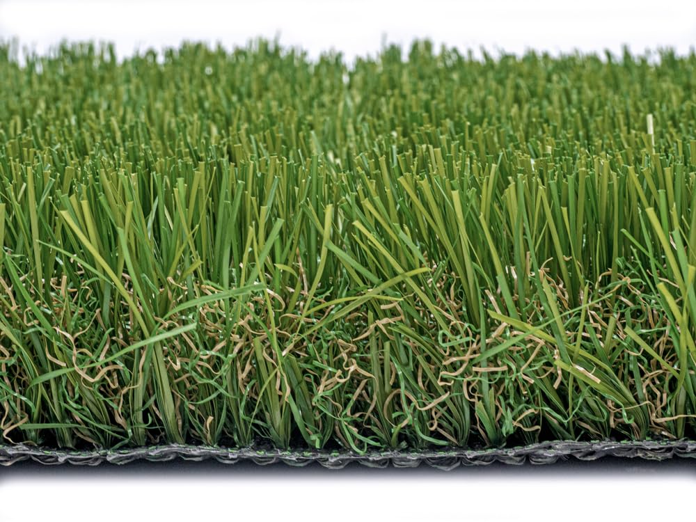 Gazon synthetique AUGUSTE. 40 mm. Rouleau 2 x 5 m. 10 m2. Haute qualité. Gazon doux et resistant. Très haute densité et confortable. Pour jardins et terrasses Vert