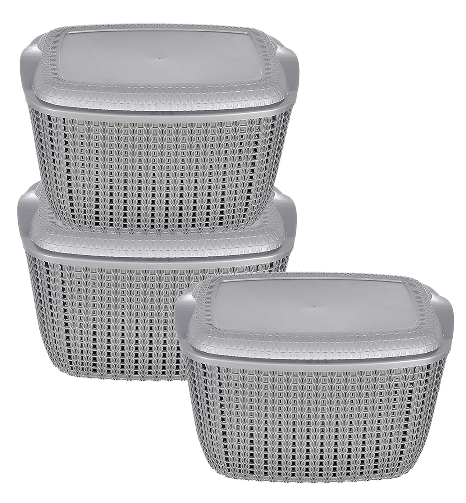 Kuber Industries Multipurposes Large M 30 Plastic Basket, Organizer For Kitchen, Countertops, Cabinets, Bathroom With Lids- Pack of 3 (Grey) -46KM018 (B09MLLHLSB) Amazon Price History, Amazon Price Tracker