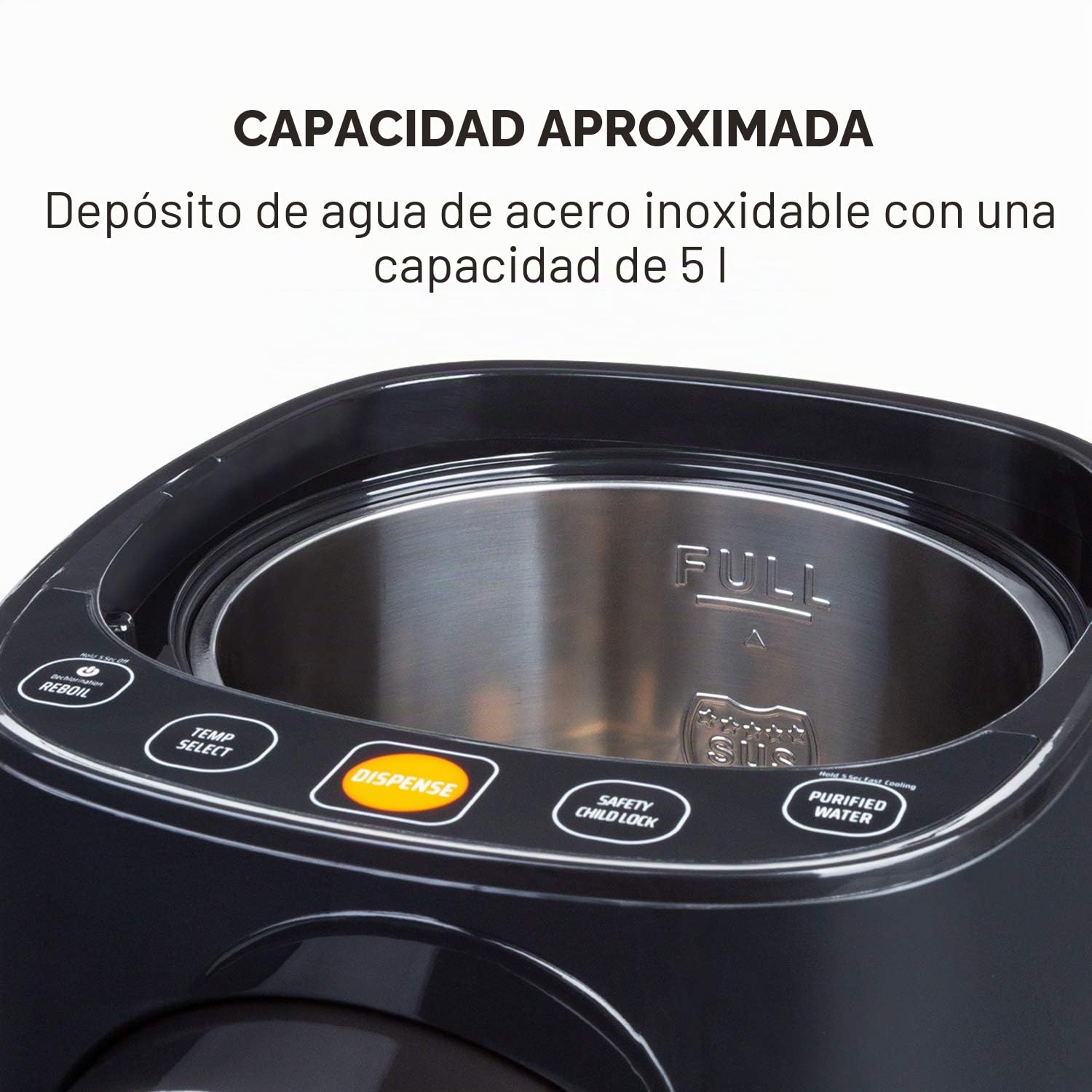 Klarstein Hot Spring Plus Dispensador de Agua Caliente - Termo, Hervidor de Agua, 5 litros de Volumen, Panel táctil, Temperatura de 45-95 °C, Pantalla LCD, Depósito de Acero Inoxidable, Negro