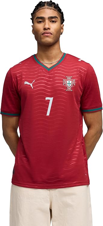 PUMA Portugal 2026 Replica Home Player Mens Soccer Jersey, Regular Fit Football Shirt, Club Red-Green Lagoon