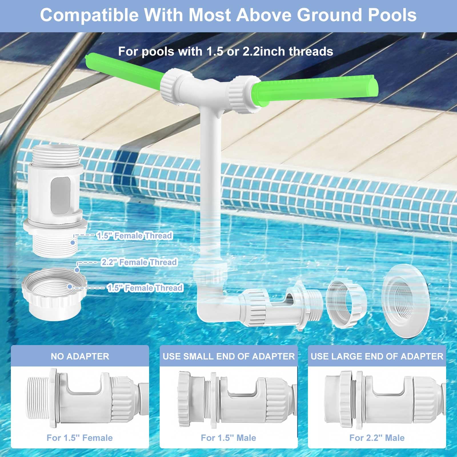 Fontana Per Piscina Fuori Terra A Cascata Fontane Per Piscine Interrate Con Adattatore Accessori Piscina Fuori Terra Con Due Teste Di Fontana Regolazione A 360° Per Piscine E Giardini (Fluorescente)