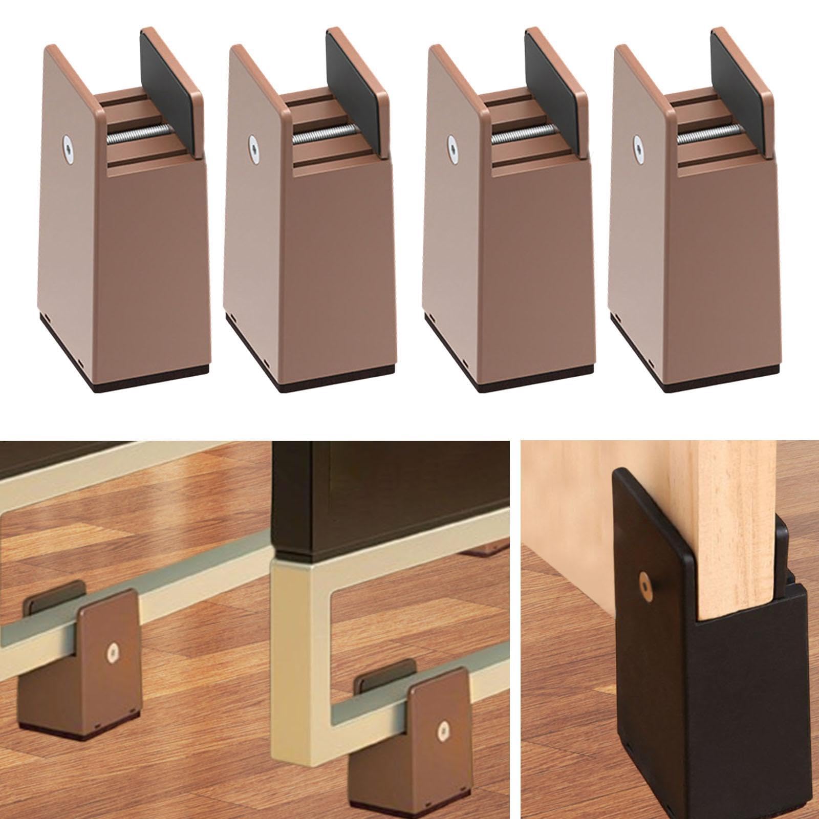 4 Piezas de Elevadores de Cama, Elevadores de Muebles, Accesorios, Protector de Suelo, Bloques Portátiles, Extensores de Altura para Sillas, So, MarrÓn, Altura 10 Cm