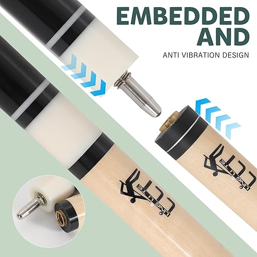 Miniatura 5 de Taco de billar profesional de 58 pulgadas, 2 piezas, 18 oz-21 onzas, taco de billar duradero y ligero con funda de cuero para jugar en el hogar y el