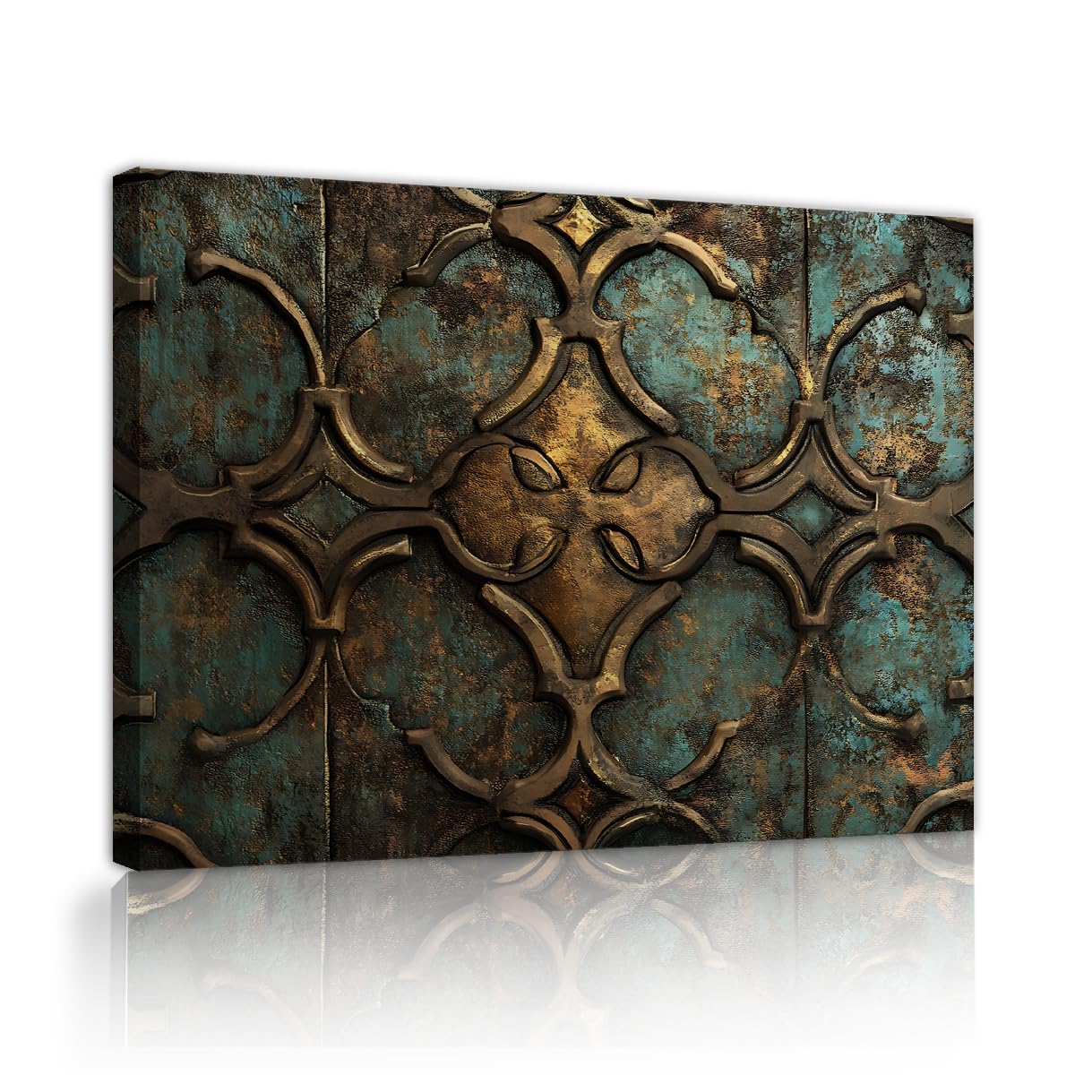 Via Vela Vintage kwiatowy obraz na płótnie geometryczne kwiaty rustykalne teksturowane tło obraz plakatowy shabby chic obraz ścienny do sypialni, kuchni dekoracja 90 x 120 cm