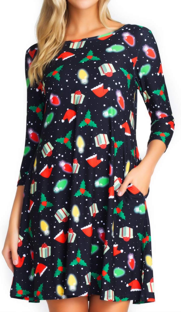 Women’s St Patrick’s Day Dresses with Pockets Short Sleeve Hawaiian Fruit Floral