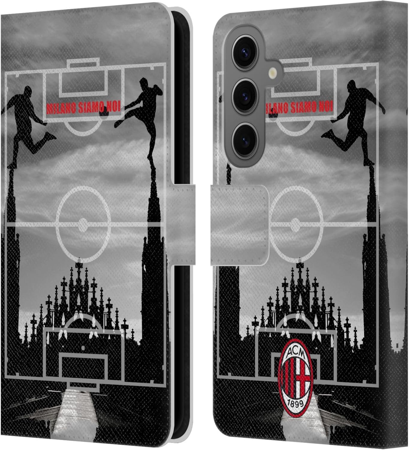Head Case Designs Officially Licensed AC Milan Milano Siamo NOI 3 Adults Leather Wallet Case Compatible with Samsung Galaxy S25