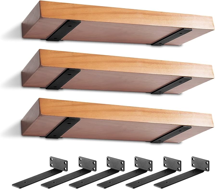 MIUGO 6 Pack Heavy Duty Shelf Brackets 12 inch, Floating