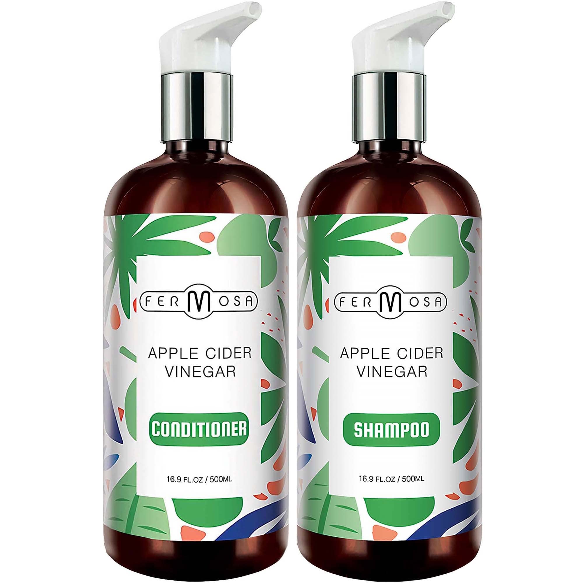 Fermosa Apple Cider Vinegar Shampoo and Conditioner Set - Clarifying Nourishing & Soothing, Reduce Itchy Scalp, Dandruff & Frizz, Adds Gloss, Hydration & Shine, Sulfate Free 16.9oz/ 500ml per bottle