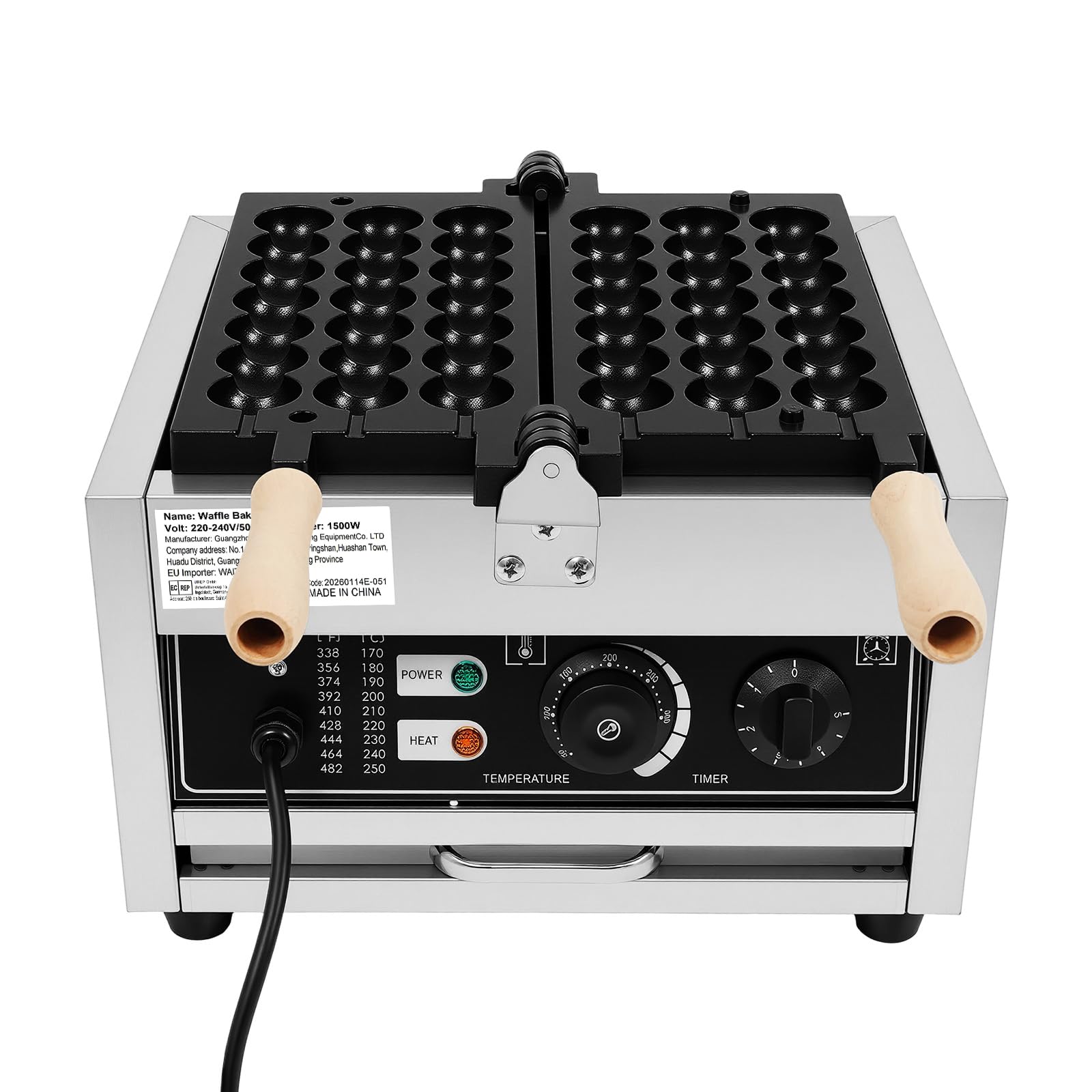 Gofrera Acero Inoxidable Sartén antiadherente Comercial Plata 1500W