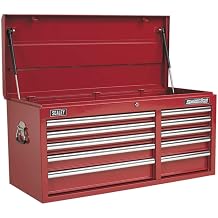 Sealey Ap41110 Topchest 10 Drawer With Ball Bearing Runners Heavy-Duty - Red