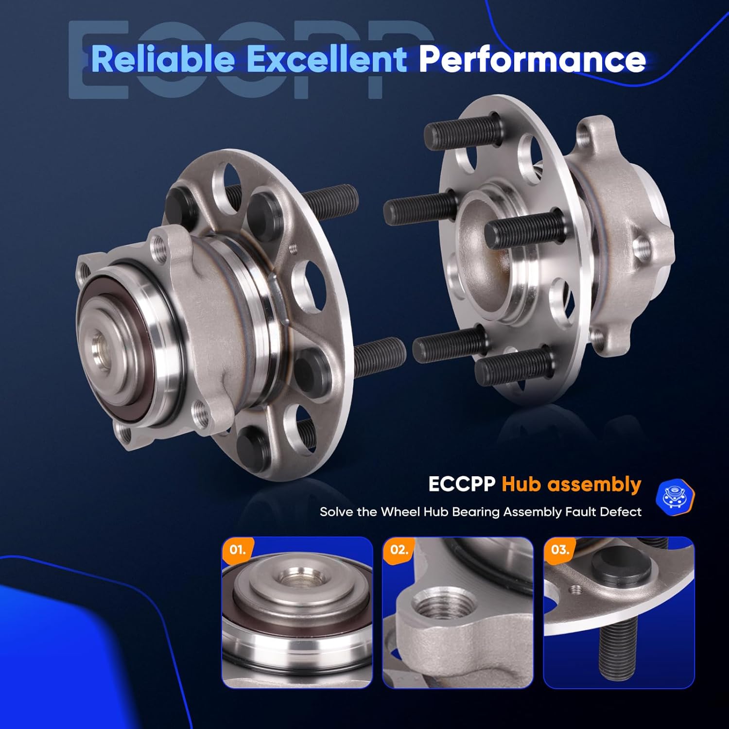 ECCPP Wheel Hub and Bearing Assembly Rear 512391 fit 2009-2014 For Acura TL FWD Replacement For 5 lugs Wheel hub with ABS 2 pcs