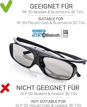 Hi-SHOCK Black Heaven Active 3D Shutter Glasses for 3D TV Sony Samsung Panasonic Compatible with SSG-3570CR TDG-BT500A TY-ER3D4MU [120 Hz け Battery]