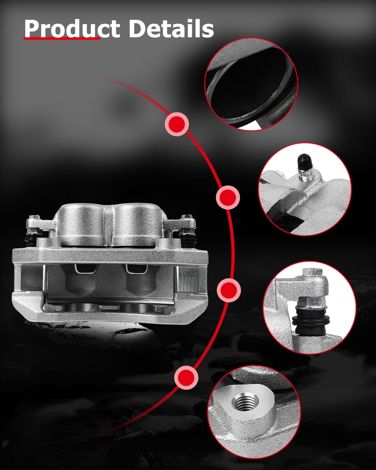 cciyu Front Left Brake Caliper Assembly w/Bracket 18B5009 2005 2006 2007 2008 For Dodge For Dakota,2006 2007 2008 For Dodge For Ram 1500,2006 2007 2008 2009 For Mitsubishi For Raider