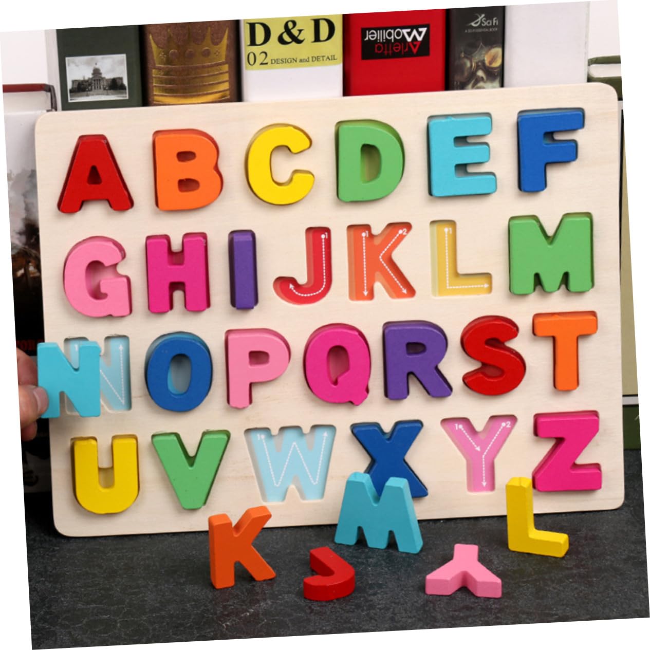 Hemobllo Puzzle Educativo in Legno per Numeri Alfabeto Maiuscolo Colorato Gioco Didattico per Sviluppo Cognitivo e Coordinazione Mano-occhio