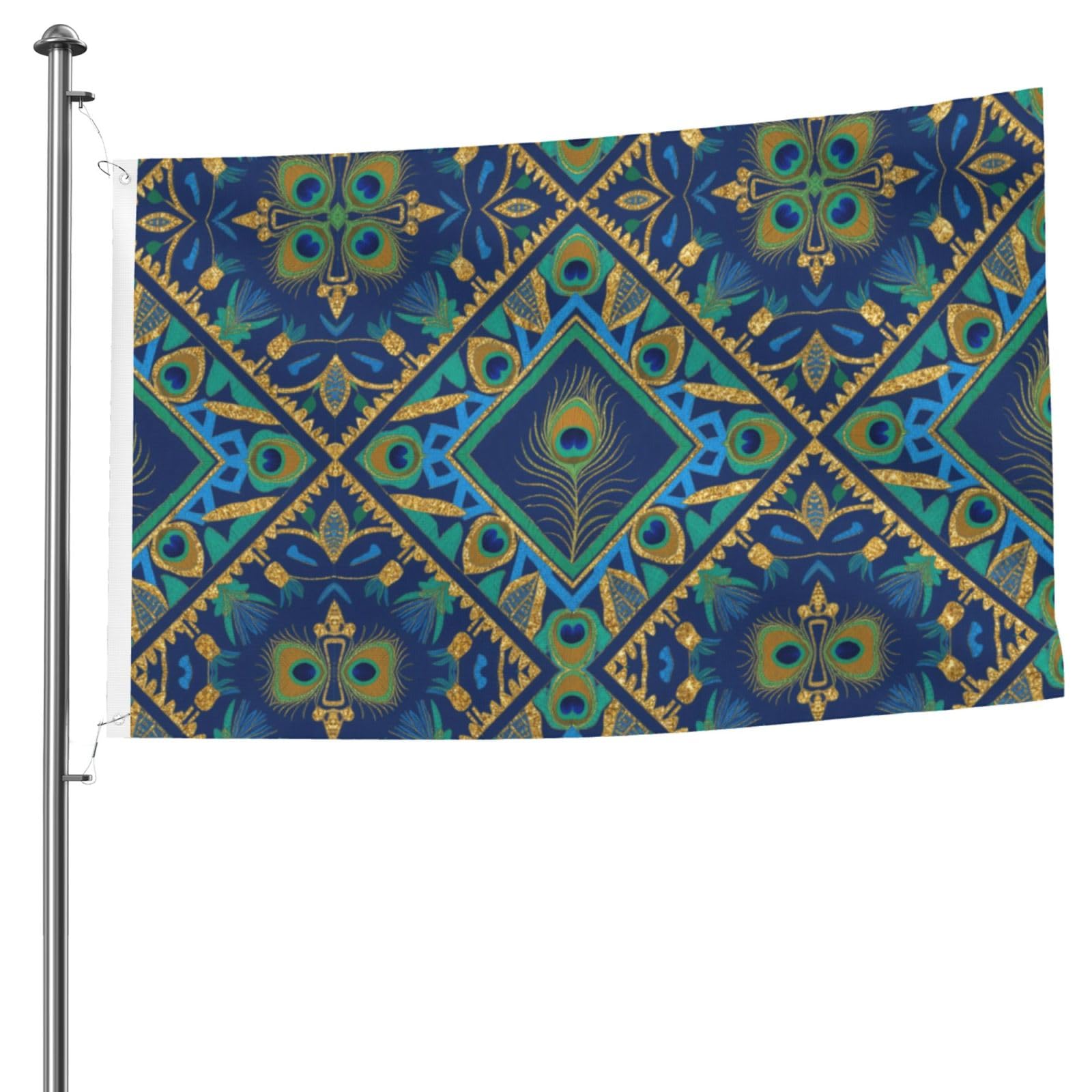 Drapeau extérieur double face paon pour décoration de jardin