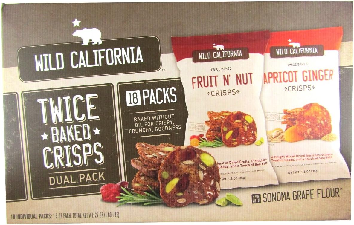 Wild California Twice Baked Crisps, Variety, 1.5 oz, 18 ct