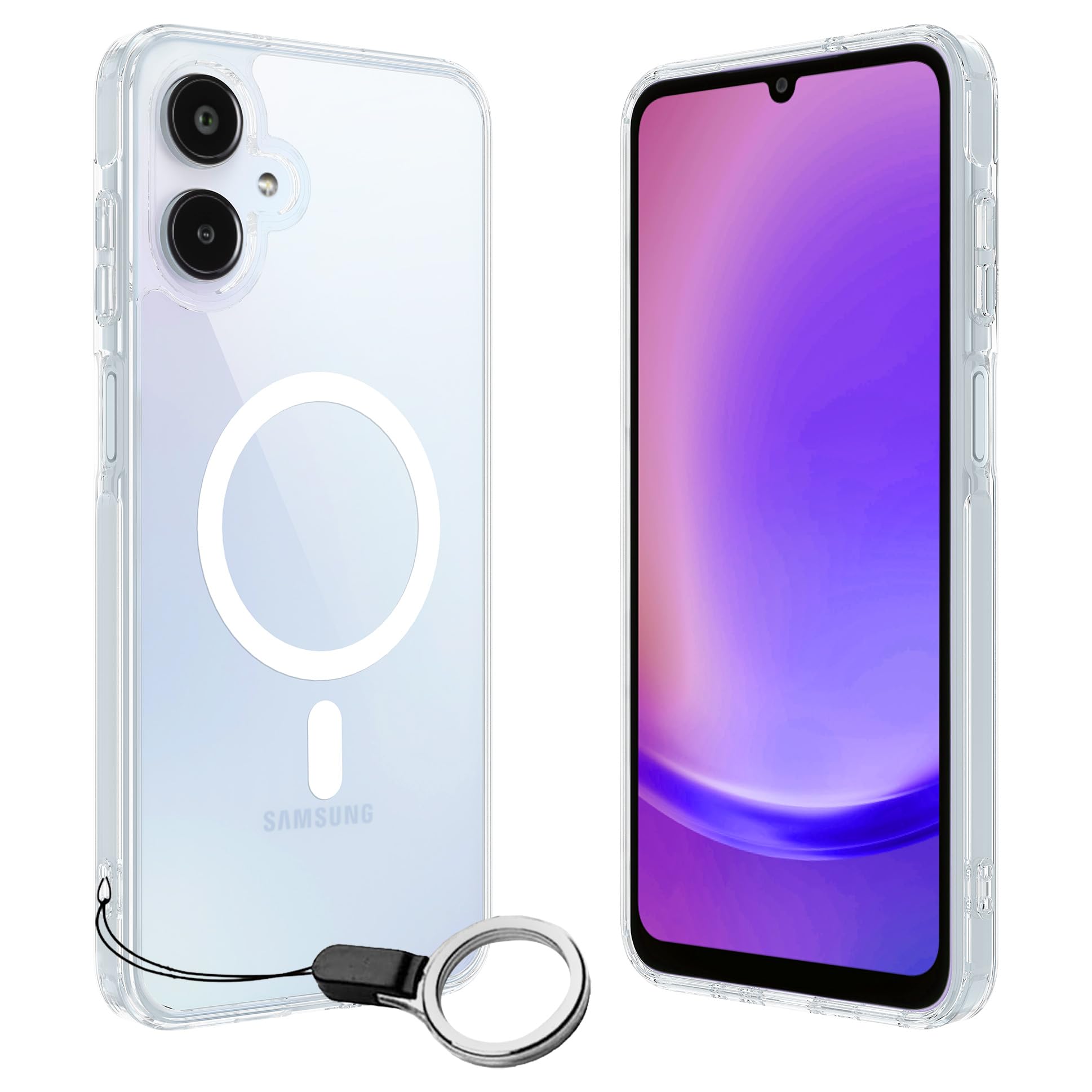 Galaxy A25 5Gケース透明 MagSafe対応マグネット搭載 マグセーフ対応 for Samsung ギャラクシーA25 5GSC-53F SCG33 カバー 全面保護 耐衝撃 薄型 軽量 指紋防止 黄ばみなし ストラップロホール(クリア, A25 5G)