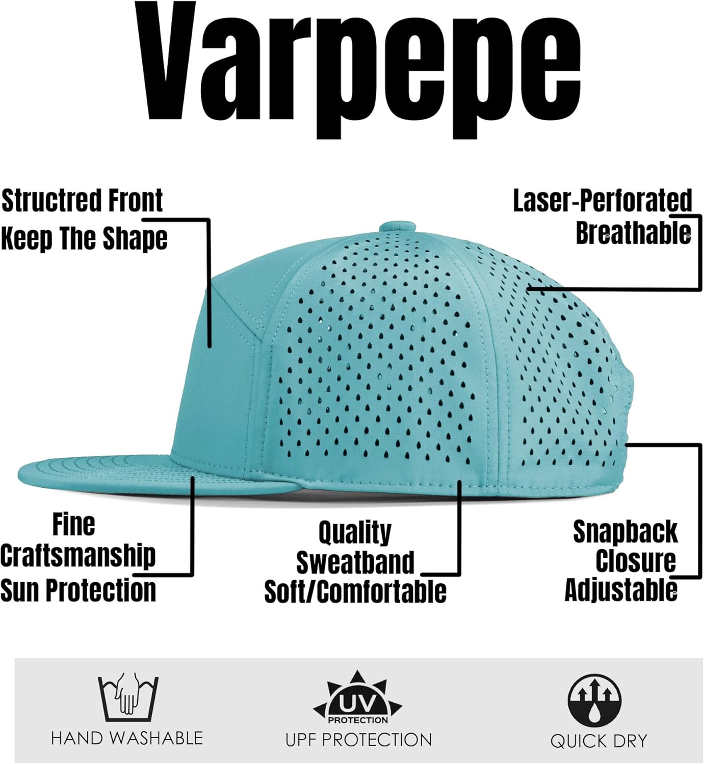 Performance Snapback Hats for Men Women,Flat Bill Cap,Golf,Running,Workout - Image 6