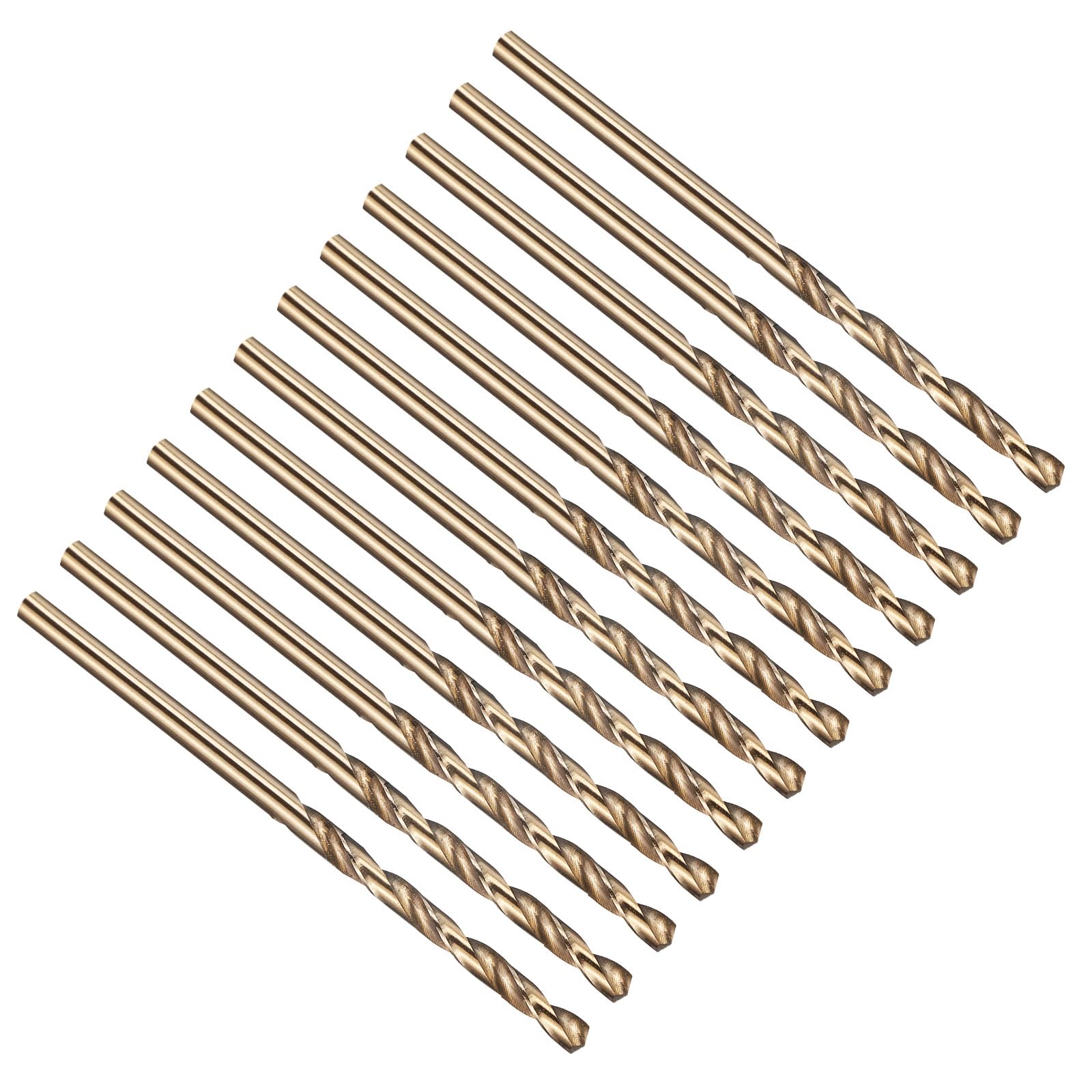 PATIKIL 2.8mm Drill Bit 7/64", Jobber Straight Shank M2 High-Speed Steel 135° Gold Finish for Stainless Steel Hard Metal - 12 Pack