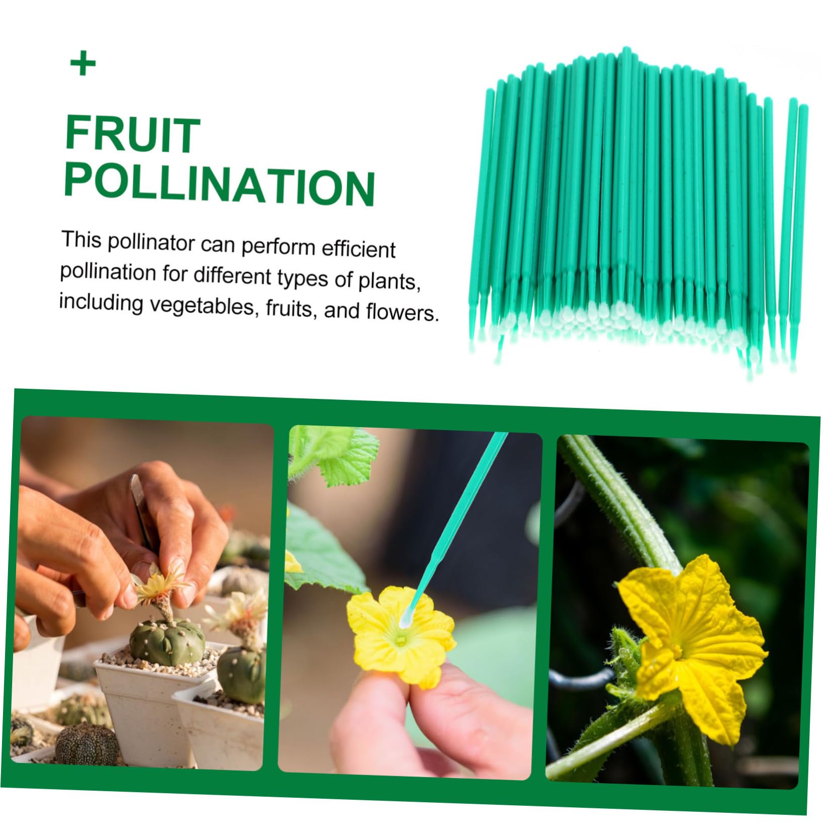 MERRYHAPY 100pcs Hand Pollination Tool for Fruits Vegetables Flowers Efficient Garden Pollinator for Increased Yields Productivity Self Pollination Use