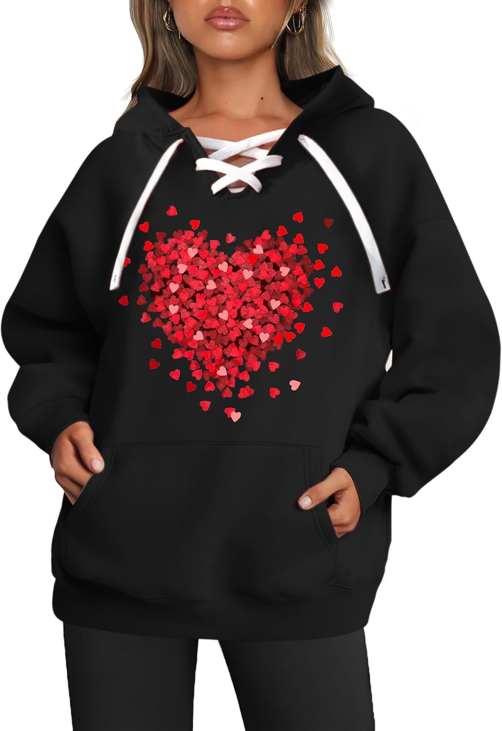 Casual Sweatshirt for Women: Funny Love Heart Graphic Long Sleeve Pullover Top