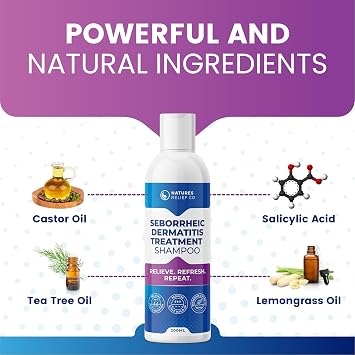 Seborrheic Dermatitis Scalp Care Shampoo 200ml | Shampoo for Dry, Flaky Scalp | With Tea Tree Oil & Salicylic Acid | Cleanses, Refreshes & Moisturises Hair & Scalp | For Men & Women