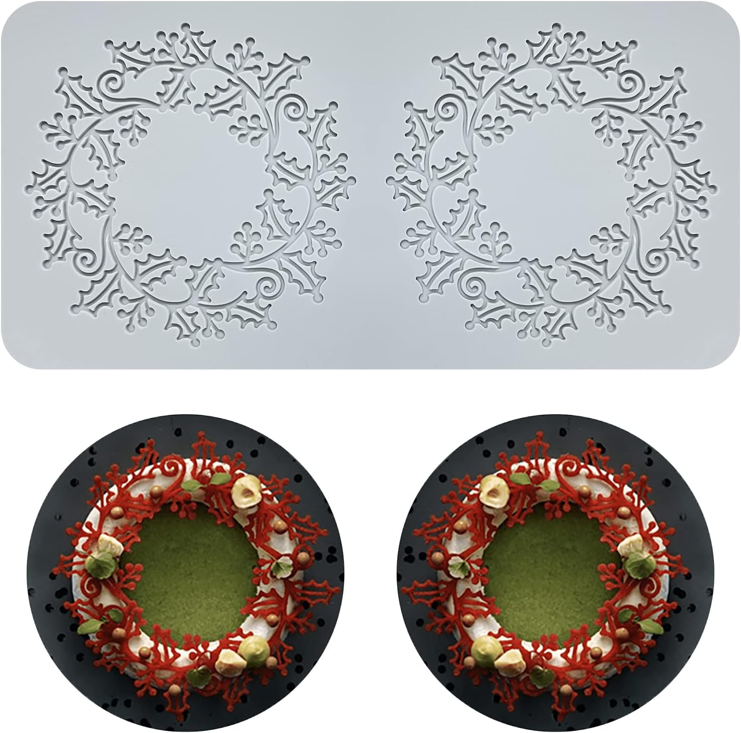 Hollow Candy Mold, Chocolate Candy 3D Hollow Silicone Mold (Wreath Grey)