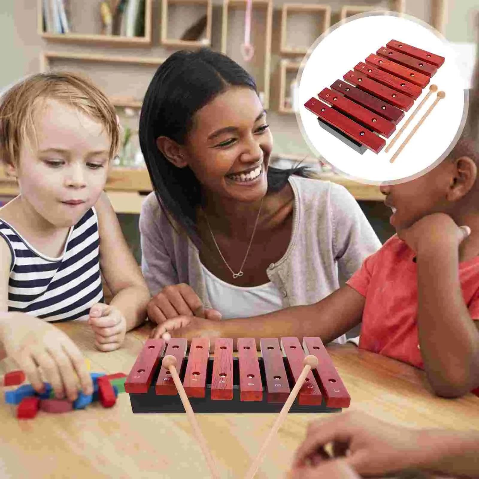 Instrumento de percusión Glockenspiel de caoba exquisito de 8 notas adecuado para principiantes profesional Glockenspiel Set