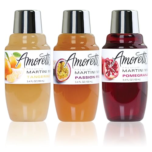 Amoretti Mezcla de cóctel prémium de Martini Exotic Minis, mandarina, granada y maracuyá, 3 unidades