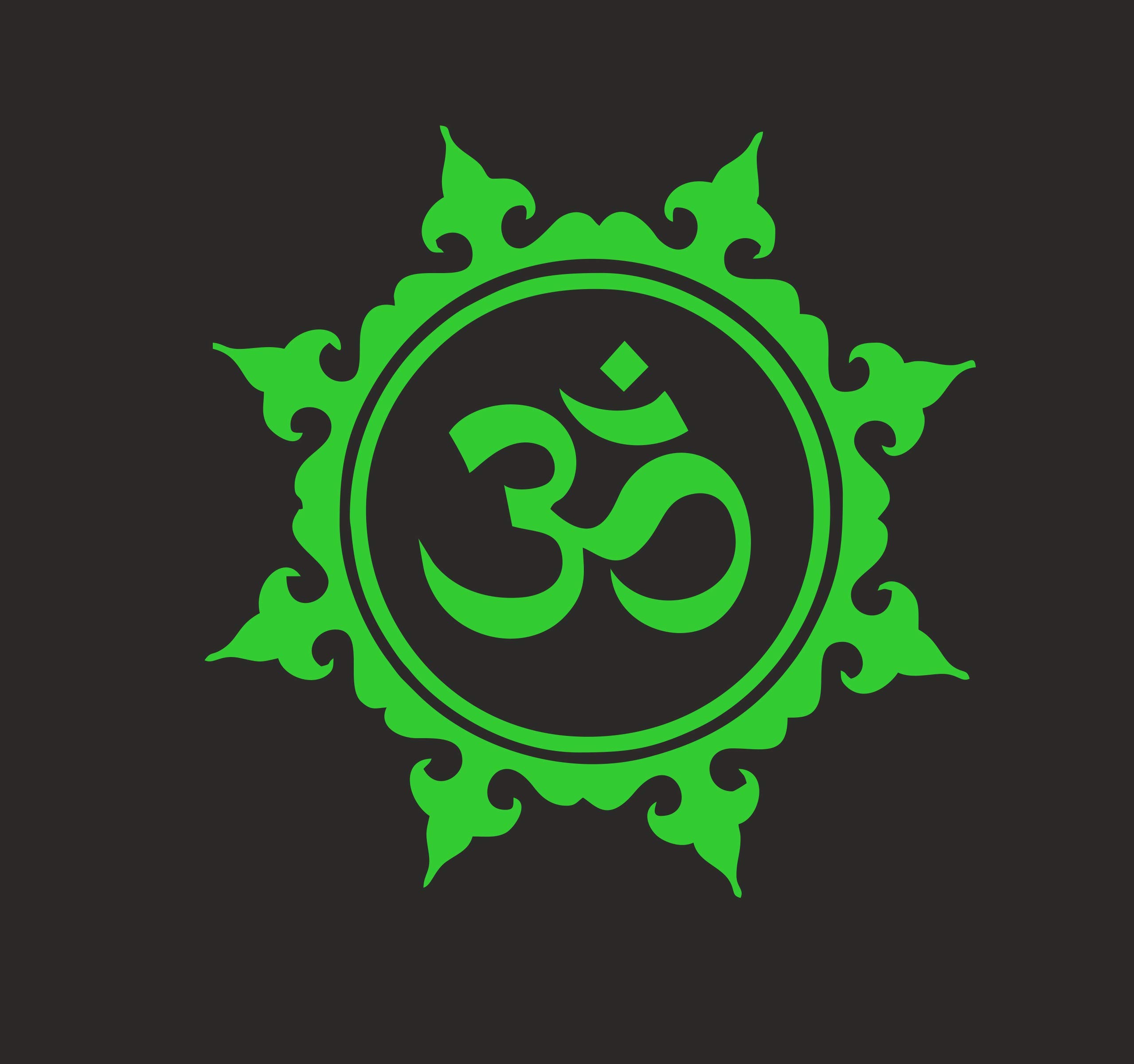 DreamKraft Glow in Dark Radium Decorative OM Wall Sticker (Green, 20x20 CM) - OM Sticker Glow in The Dark Om Round Dots Vinyl Wall Sticker, Self Adhesive Sticker