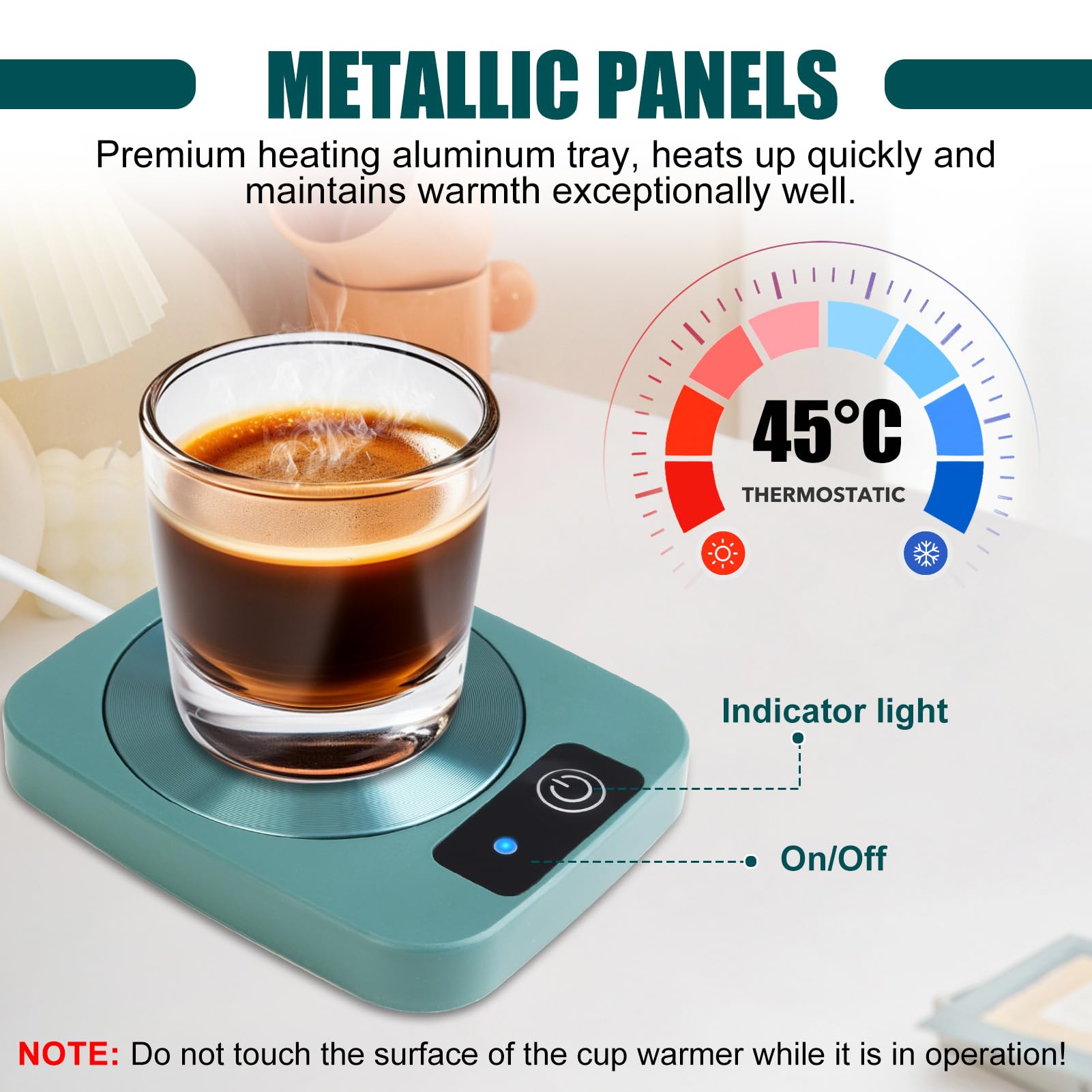 Chauffe-tasse à café USB pour bureau, dessous de verre chauffant à 45 ℃ pour chauffer l'eau, le thé, le lait, le cappuccino, la maison, le bureau, cadeau pour les amateurs de café (vert)
