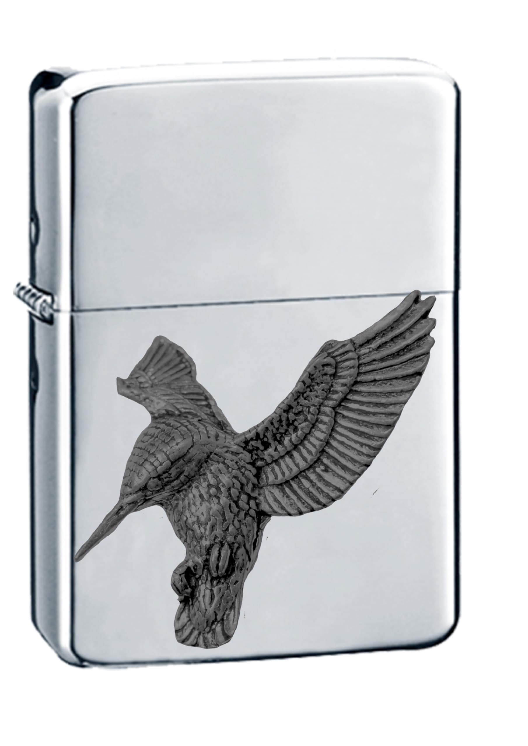 Briquet B22 Kingfisher en étain anglais et chrome noir élégant