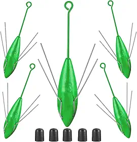 5 Peças De Chumbadas Sputnik Para Pesca Surfe, Pesos Cauda Longa Serviço Pesado, Fundição Surfe Em Água Salgada, Pesca, Chumbadas, Aranha, (Verde - Onças)
