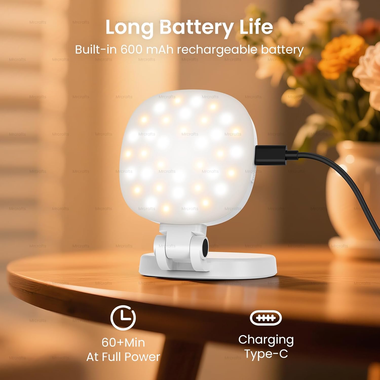 MrCrafts Magnetic Selfie Light for Mobile Phones with Mirror, 3 Modes Portable Light, Rechargeable Light with Magnetic Ring, Suitable for Photography/TikTok/Zoom Calls/Video Conferencing