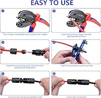 Vista 6 de Conector de Panel Solar, Kit de Herramientas de Crimpado Solar de 60 Piezas para Conectar Alambre de Cable de Panel Solar, Kit de Conectores Solares