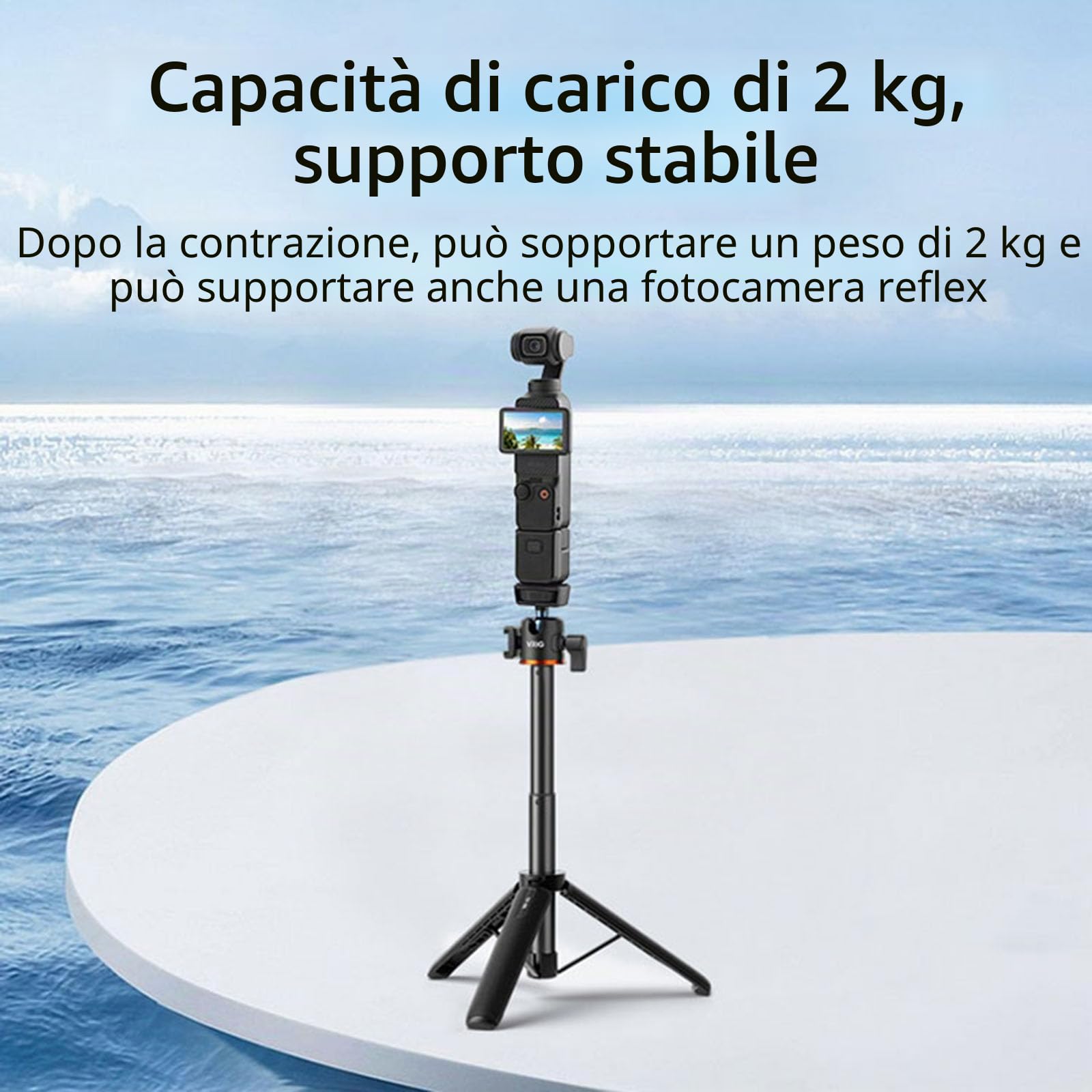 Treppiede estensibile Selfie Stick per DJI Osmo Pocket 3 Lunghezza asta regolabile con giunto cardanico girevole per Insta360 ONE X3/X2