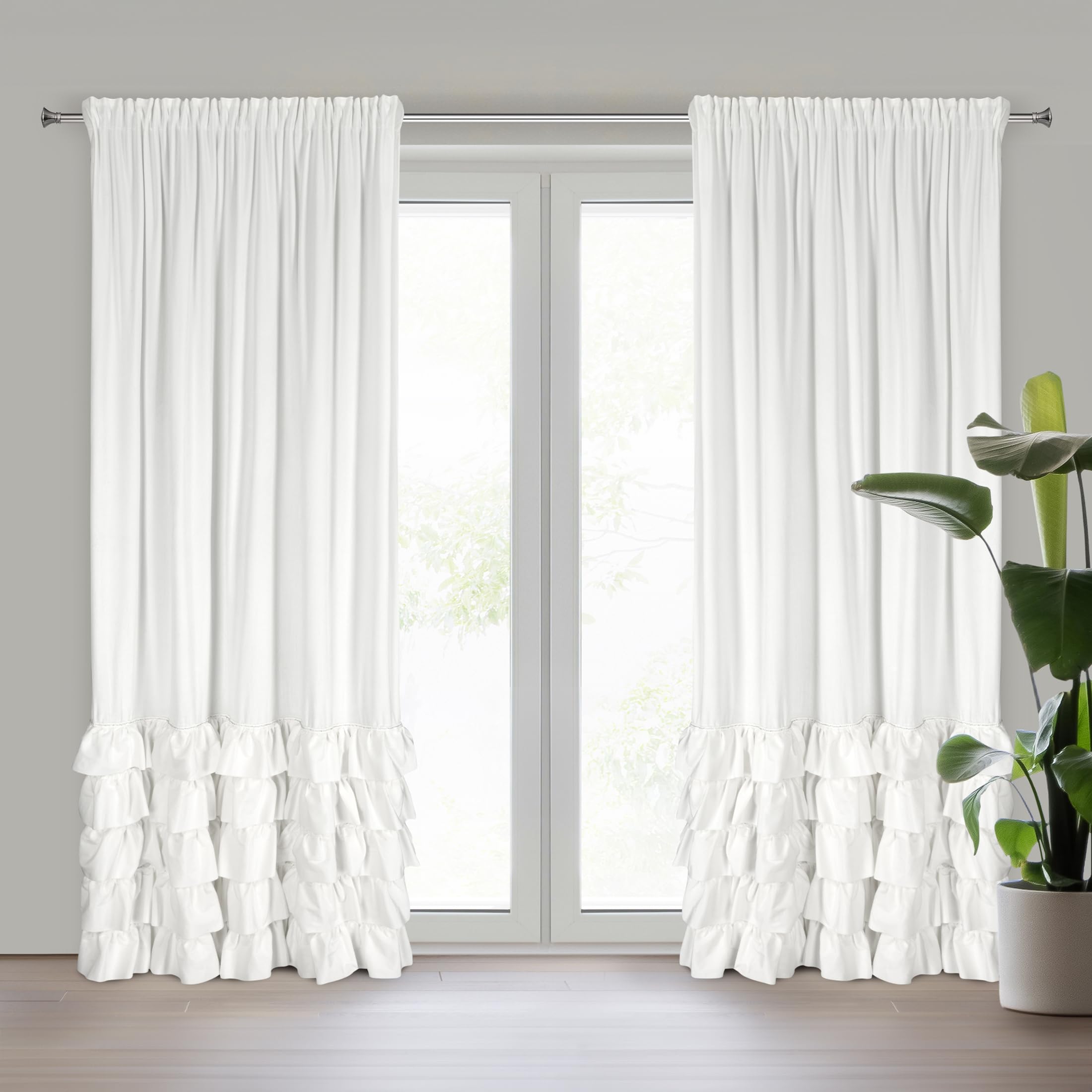 Eurofirany Carli Samtvorhang mit Rüsche, Velvet Vorhang mit Kräuselband -1 STK. Vorhang Blickdicht, Verdunkelung, Exklusiver Vorhang für Wohnzimmer, Schlafzimmer, 140x250 cm, Weiß