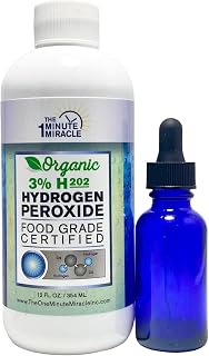 The One Minute Miracle 3% Food Grade Hydrogen Peroxide 12oz + 1oz Dropper - Pure H2O2 Recommended by The One Minute Cure Book