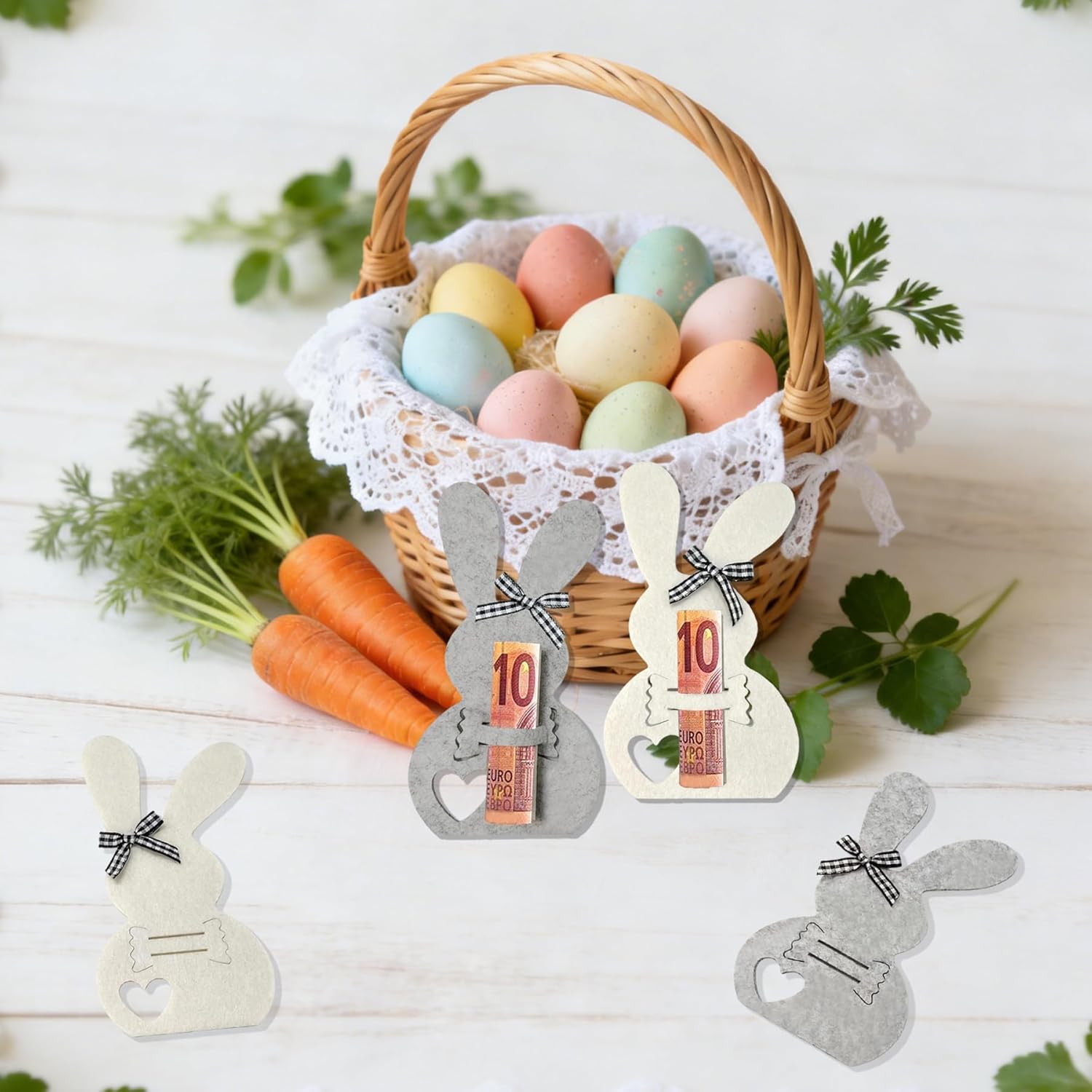 Pack of 10 Easter Money Gifts Set, Easter Bunny Money Gifts Packaging, Felt Easter Bunny Money Gift Cases, Money Gift Packaging Felt, Happy Easter Gift for Women Men Friend Colleagues