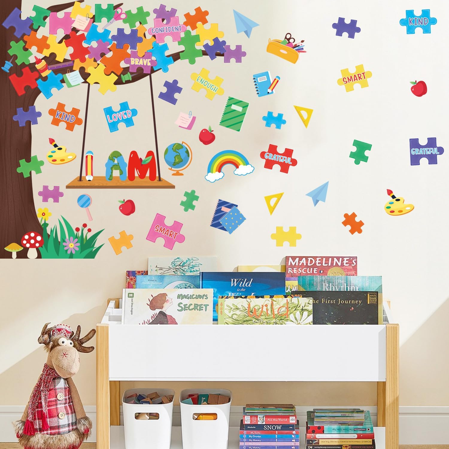 HLNIUC Colorful Positive Affirmations Wall Decals, Growth Mindset Wall Stickers, Inspirational Quotes Wallpaper, Motivational Murals, Classroom Decor Pictures Kids Room Bedroom School Office