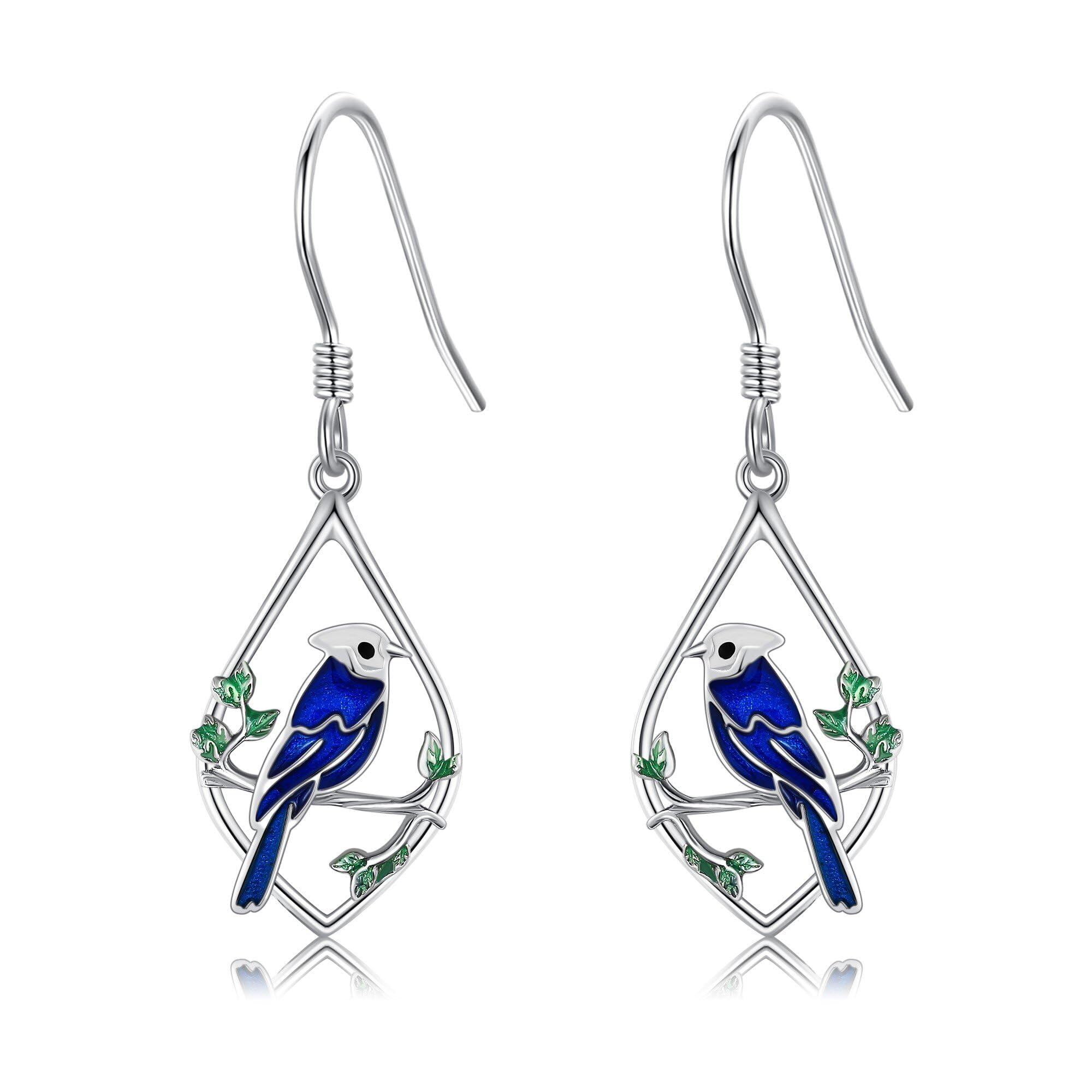 URONE Pendientes de plata de ley 925 con diseño de zorro, colibrí, flamenco, vaca, loro, joyería de animales, regalo para mujeres y niñas