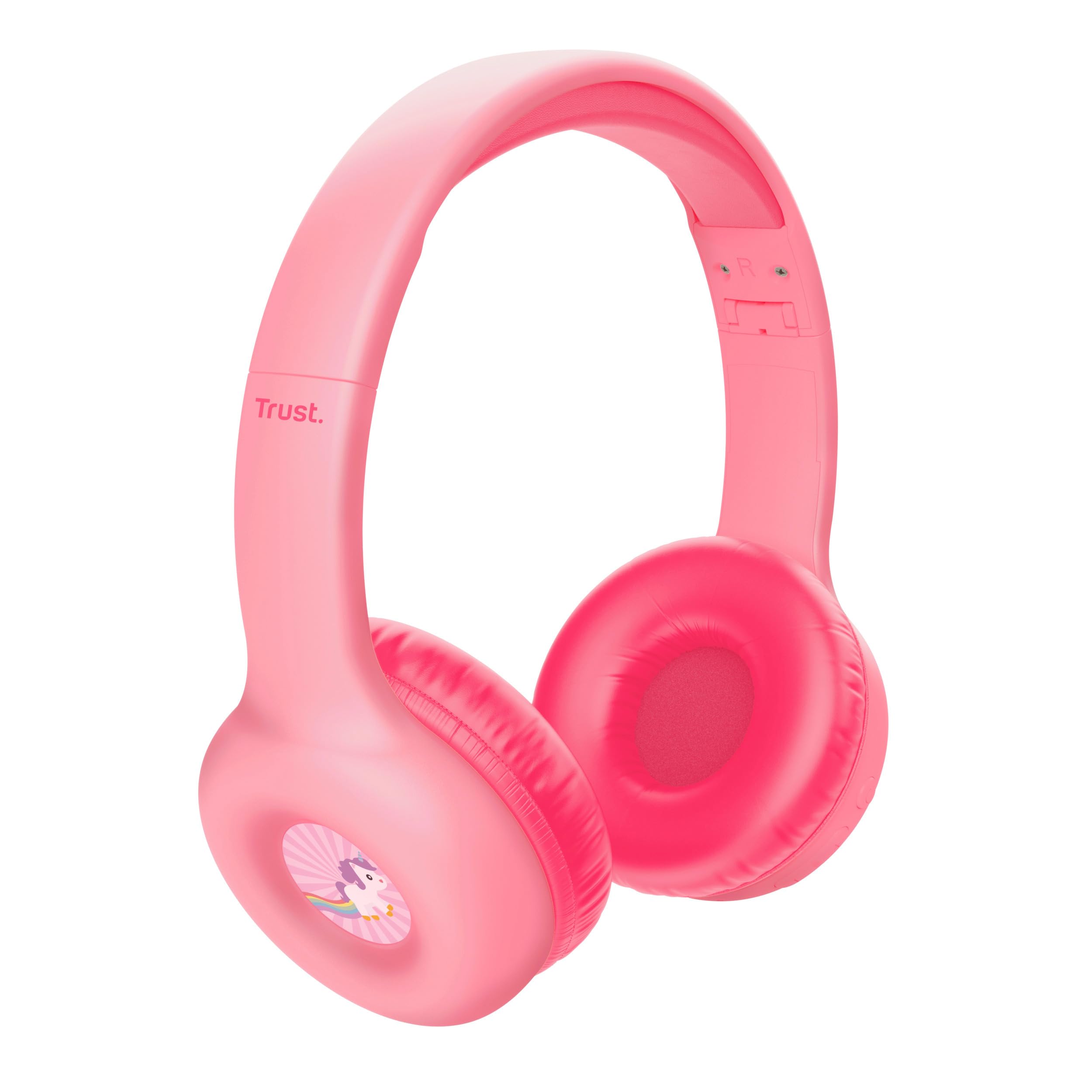 Trust Nouna Cuffie Bluetooth per Bambina 4-10 Anni con Limitazione del Volume (85dB), Cuffie On Ear Pieghevoli con Microfono e Adesivi, Cuffie Wireless, 15h di Riproduzione per Musica, Rosa