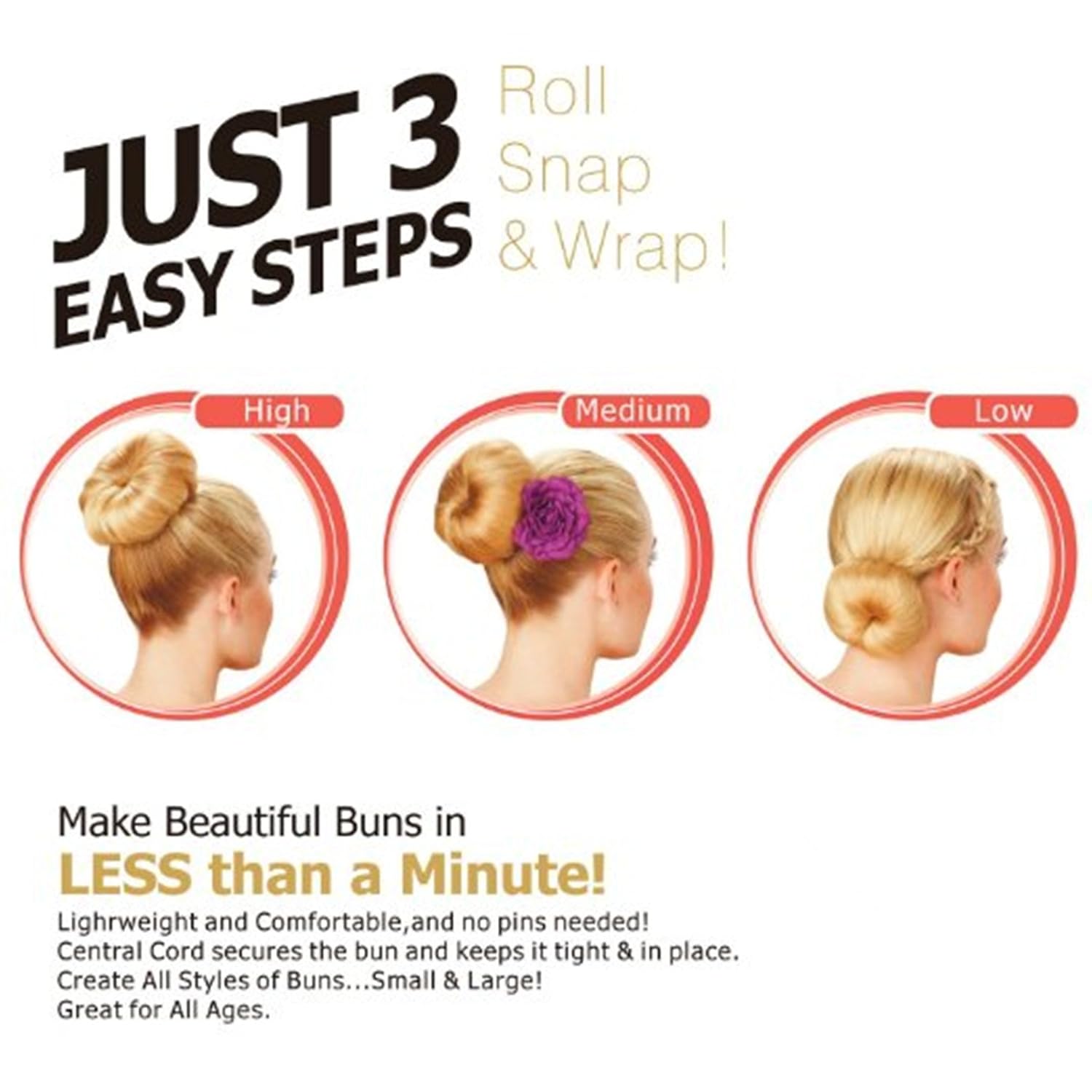 HiBaby Fashion Sponge Hair Accessories Styling Donut Bun Maker Magic Former Ring Shaper Styler (Brown) : Beauty & Personal Care