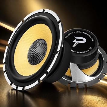 6.5" Carbon Fiber Pro Audio Speakers with Bullet Phase Plug - 1000W Max Power, 150W RMS, Y35 Ferrite Magnet, SV Pure Copper Voice Coil - High Fidelity Car Subwoofer/Midbass Pair